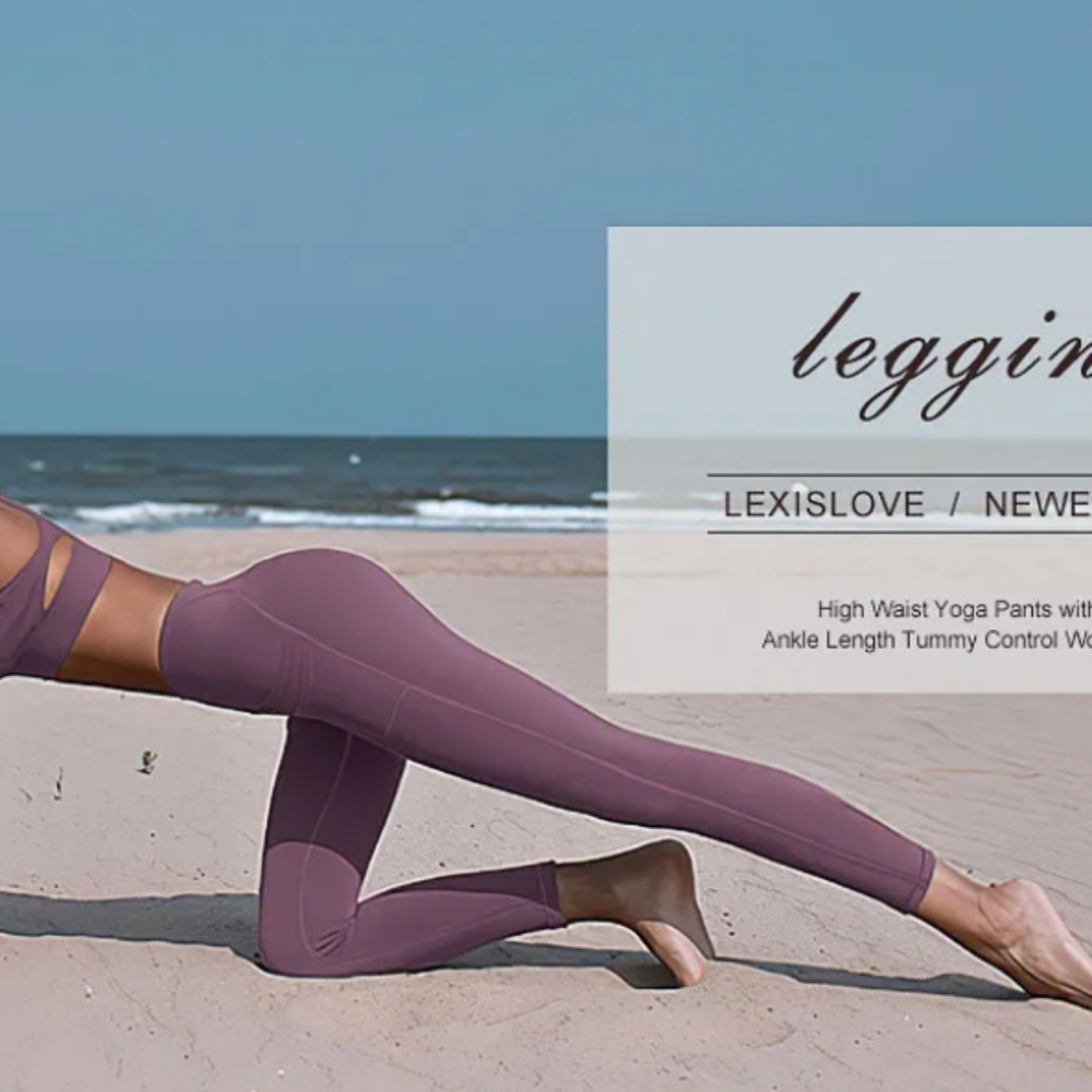 Eggplant Leggings High Waist Yoga Pants Pockets Tummy Control Workout SMALL